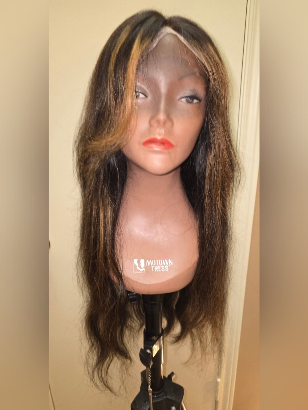 Long Layered HH Lace Front Wig with Honey Blonde Highlights